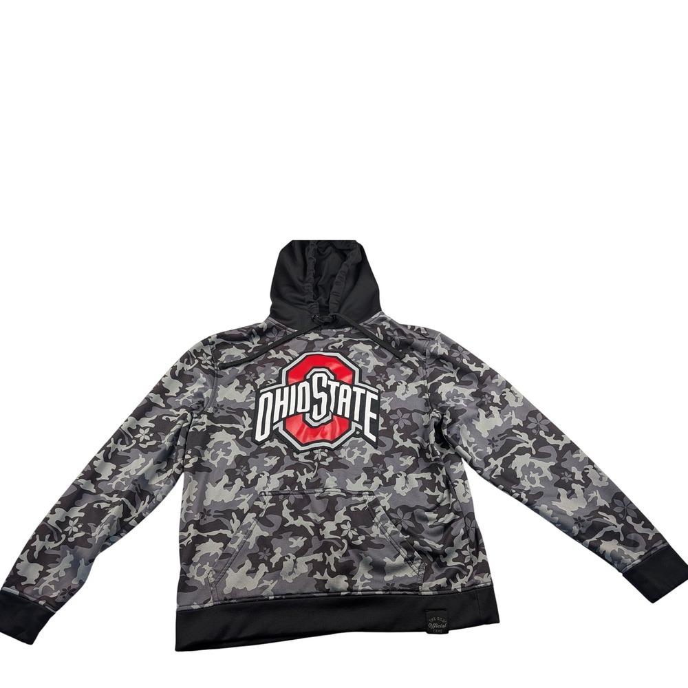 Ohio State Buckeyes Hoodie Scarlet & Gray Grey Camo‎ Floral Fleece Mens Medium